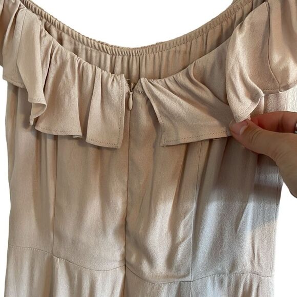 Reformation Verbena Off‎ Shoulder Dress Women's Size 2 Midi Champagne Hemmed - Picture 6 of 8